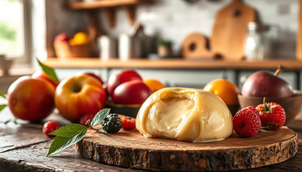 Enjoying nougat dessert