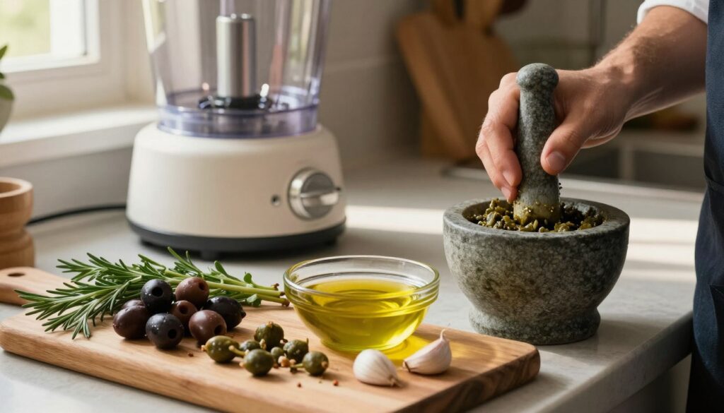 Tapenade preparation process Tapenade preparation process